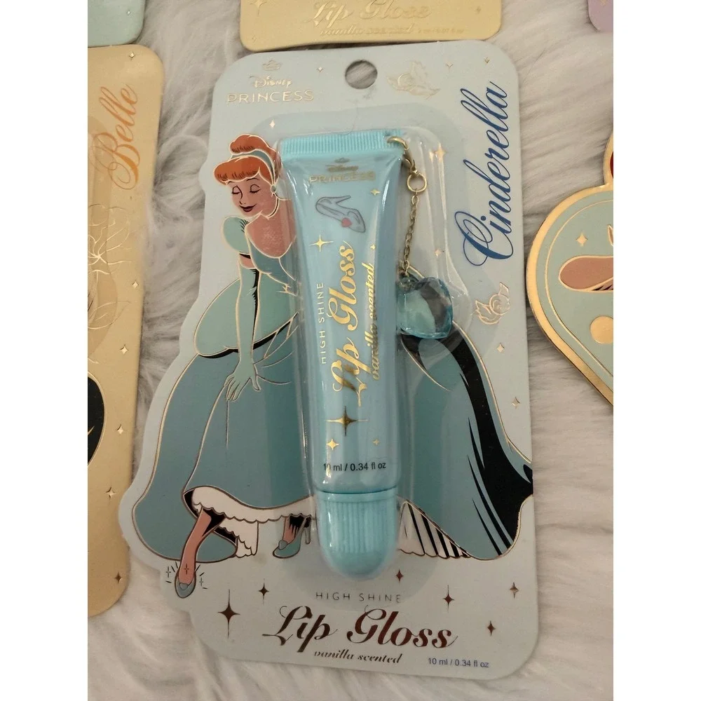 Disney Princess High Shine Lip Gloss Set Ariel Belle Jasmine Cinderella 6 Pack